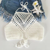 Sunset Vibes White Crochet Bikini Top Crochet Beach Top