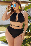 Plus Size Cutout Tied Backless Bikini Set Dd+ Bikini