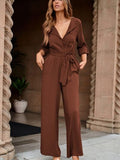 Pocketed Button Up Tie-Waist Jumpsuit