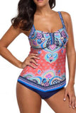 Sunset and Swim Printed Adjustable Strap Tankini Set