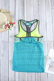 Floral Spliced Lace Tankini Top