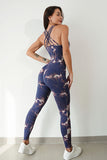 Printed Crisscross Wide Strap Jumpsuit