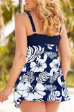 Sunset and Swim Plus Size Floral Two-Tone Two-Piece Tankini Set