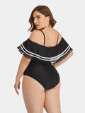 Gillian Plus Size Striped Cold-Shoulder One-Piece Swimsuit