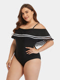 Gillian Plus Size Striped Cold-Shoulder One-Piece Swimsuit