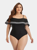 Gillian Plus Size Striped Cold-Shoulder One-Piece Swimsuit