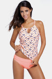 Hannah Printed Spaghetti Strap Scoop Neck Tankini Set Plus Size