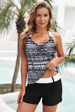 Iris Printed V-Neck Tankini Top