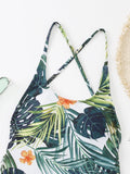 Jungle Vibes Sexy Back Drawstring One Piece Swimsuit