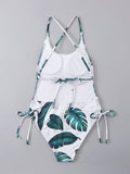 Jungle Vibes Sexy Back Drawstring One Piece Swimsuit