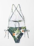 Jungle Vibes Sexy Back Drawstring One Piece Swimsuit