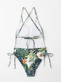 Jungle Vibes Sexy Back Drawstring One Piece Swimsuit