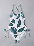 Jungle Vibes Sexy Back Drawstring One Piece Swimsuit