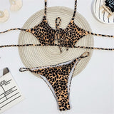 London Print Sexy Open Cut Out Hollow Out Golden Bikini