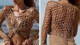 Boho Bliss Crochet Bikini Cover Up Top Crochet Beach Top