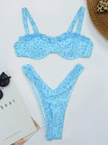 New! Bahamas Sexy Ruffle Frill Push Up Thong Bikini