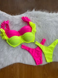 New! Stunning Ruffle Shoulders Push Up Bikini