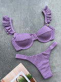 New! Stunning Ruffle Shoulders Push Up Bikini