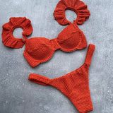 New! Stunning Ruffle Shoulders Push Up Bikini