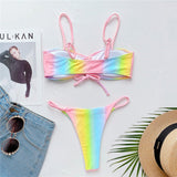 Rainbow Tie Dye Push Up Brazilian Bikini