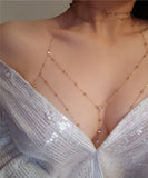 Rhinestones Tassel Sexy Beach Accessory Body Chest Chain Necklace Jewelry