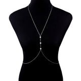 Rhinestones Tassel Sexy Beach Accessory Body Chest Chain Necklace Jewelry