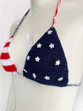 Sexy American Flag Handmade Crochet Swimsuit Bikini