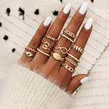 Sunset Boho Vintage Gold Ring Set