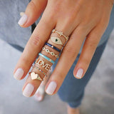 Sunset Boho Vintage Gold Ring Set