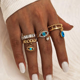 Sunset Boho Vintage Gold Ring Set