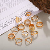 Sunset Boho Vintage Gold Ring Set