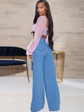 Denim Ripped Split Wide Leg Pants