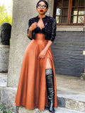 High Waist PU Split Maxi Skirts