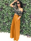 Floor Length Solid Color Wide Leg Pants