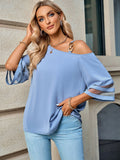 Casual One Cold Shoulder Chiffon Tops