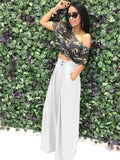 Floor Length Solid Color Wide Leg Pants