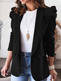 Puff Sleeve Lapel Open Front Blazers