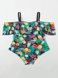 Off Shoulder Floral Print Bodycon Swimsuits