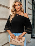 Casual One Cold Shoulder Chiffon Tops