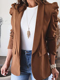 Puff Sleeve Lapel Open Front Blazers