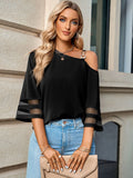 Casual One Cold Shoulder Chiffon Tops