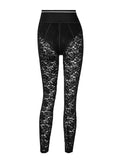 High-Waisted Floral Lace Pants