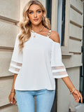 Casual One Cold Shoulder Chiffon Tops