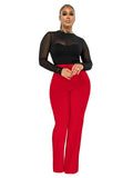 Elastic Waist Solid Wide Leg Pants