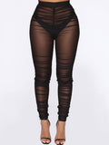 Mesh Patchwork Ruched Bodycon Pants