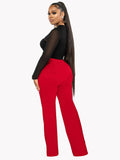 Elastic Waist Solid Wide Leg Pants