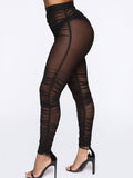 Mesh Patchwork Ruched Bodycon Pants