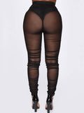 Mesh Patchwork Ruched Bodycon Pants