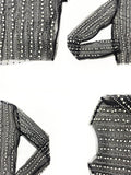 Long Sleeve Mesh Rhinestone Crop Tops