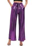 Tie Up Bronzing Wide Leg Long Pants